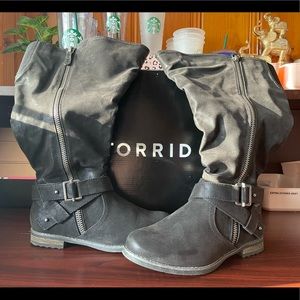 Black Torrid faux leather knee-high boots